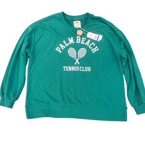 C&C California Palm Beach Tennis Club Sweatshirt Womens XL Tide Pool Green‎
